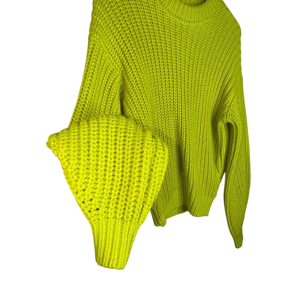 Show Me Your Mumu Sweater Top Green Chunky Cable Knit Crewneck Winter Size XS - Picture 7 of 11